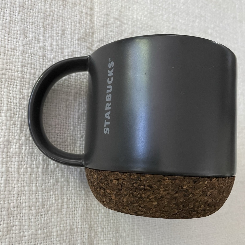 Starbucks Cork Base Coffee Mug Black Matte With Lid 12 Oz. /‎ 355 ml.